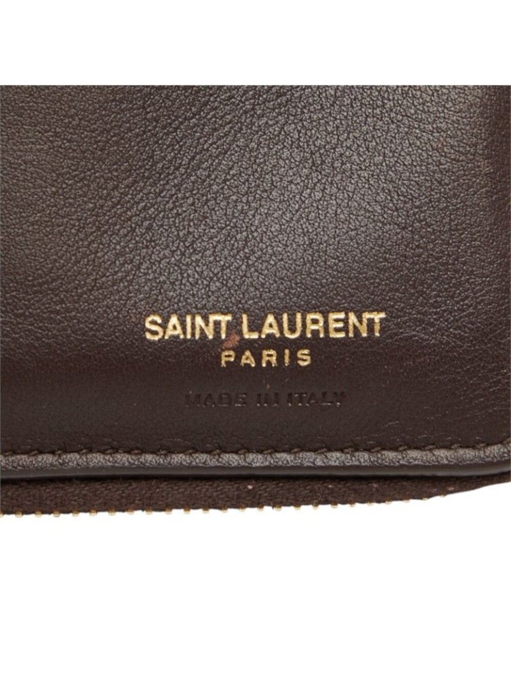 Saint Laurent YSL Logo Cassandra Compact Wallet Bifold Brown Black Leather - Picture 8 of 10